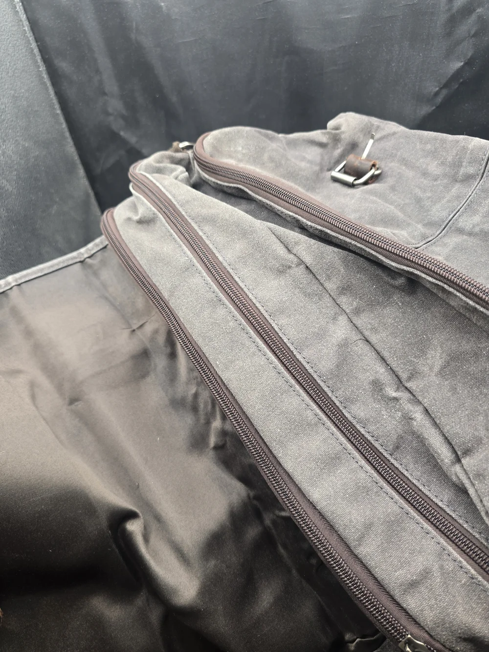 Versatile Gray Canvas Laptop Messenger Bag with Brown Leather Accents